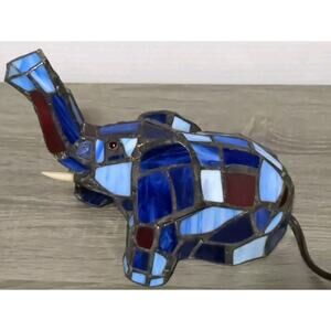 Vintage Elephant Table Nite Light Stained Glass